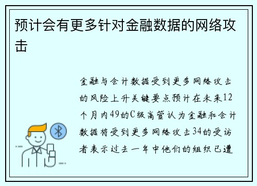 预计会有更多针对金融数据的网络攻击 